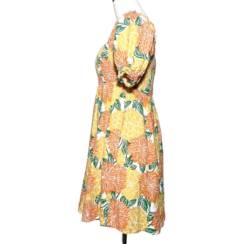 House of Harlow SZ XS Linen Dress with Orange Yellow Details - Picture 6 of 9
